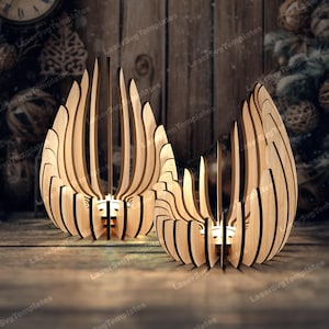 Dekorative Kerzenständer Lampe Laser geschnitten svg Datei Glowforge Holz Teelichtkerze Kerzenhalter Kerzenständer DXF Muster Tischlampe Laservorlage