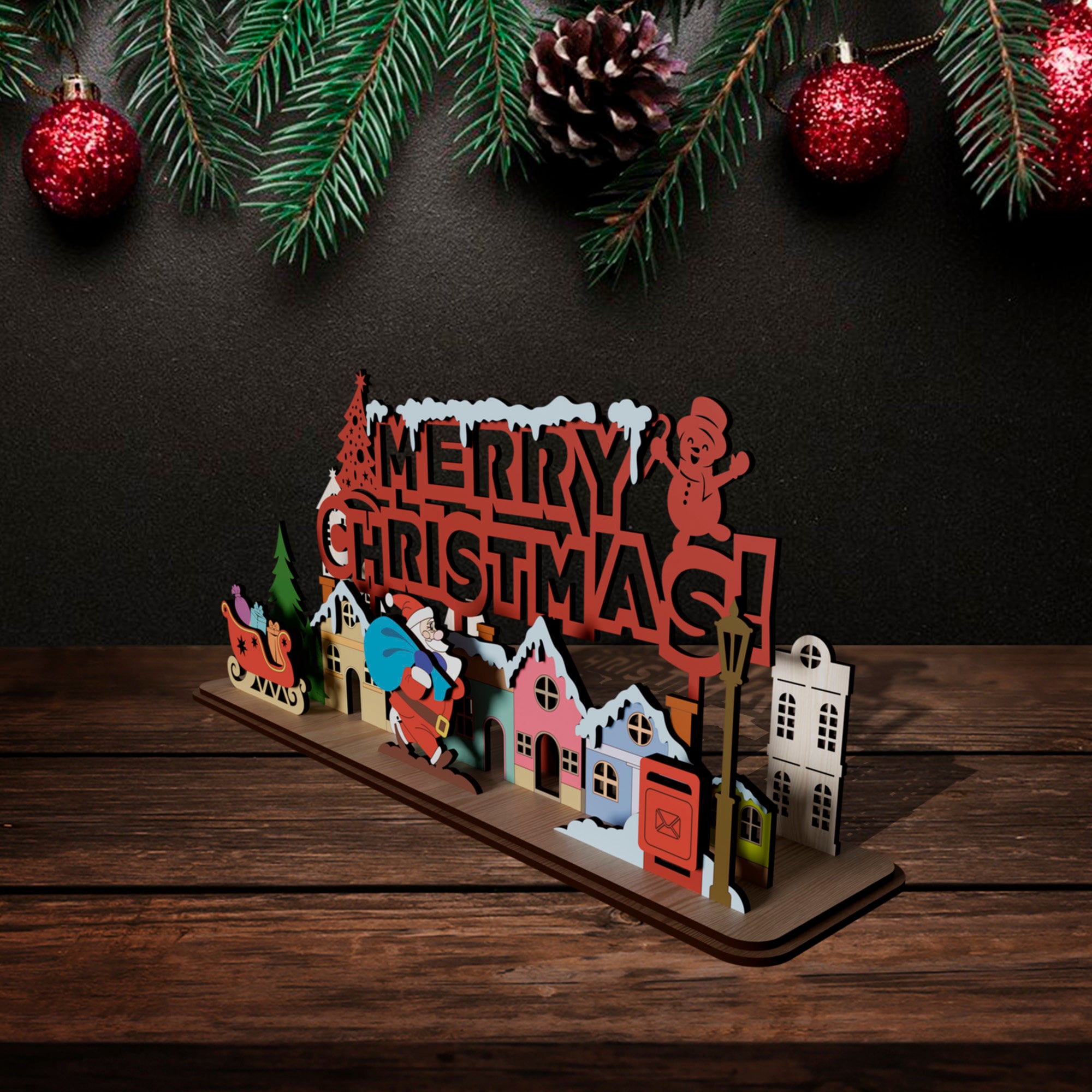 CREATCABIN Weihnachts-Silhouetten – 12 Stück, 9,9x8,9 Cm, PVC Lasergeschnitten, Für Einmachglas-Deko & Basteln