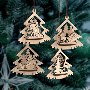 Découpé au laser 3D, boules de sapin de Noël, fichier svg Glowforge, boules de Noël, décoration d'arbre, modèle dxf de décorations de Noël svg