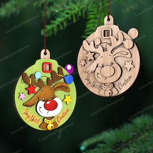Ozdoba kalendarza odliczającego do świąt Bożego Narodzenia wycinana laserowo plik svg Glowforge dni do kalendarza Bożego Narodzenia svg renifer Dni do kalendarza Bożego Narodzenia DXF