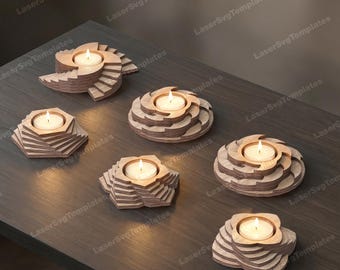 6 Spiral Candle Holder SVG Laser Cut Layered TeaLight Lantern
