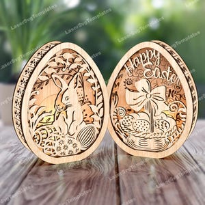 Laser cut Osterhase Ei Nachtlampe 2 Bundle svg Datei Glowforge Ostertischlampe svg Cricut Osternachtlampe dxf cnc Osterlaterne
