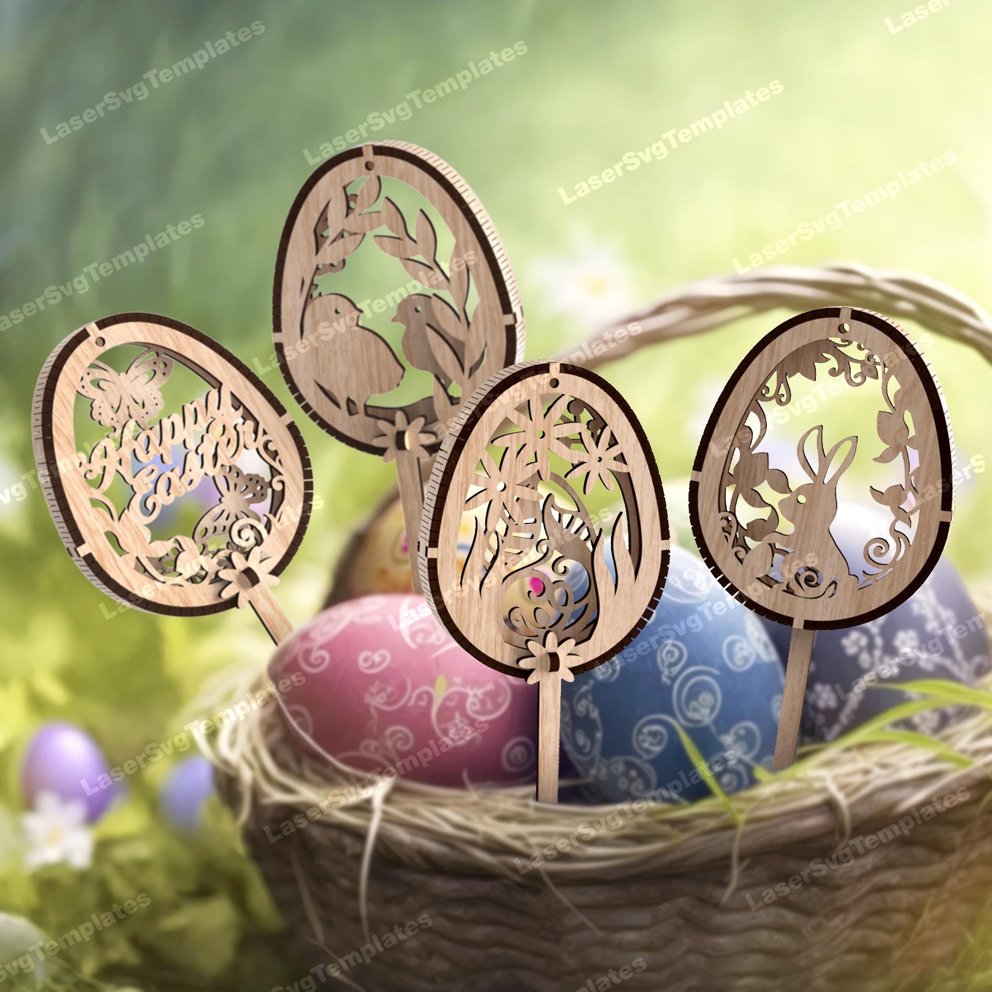 Easter Bunny Egg Ornaments Laser Cut Svg File Glowforge Easter ...