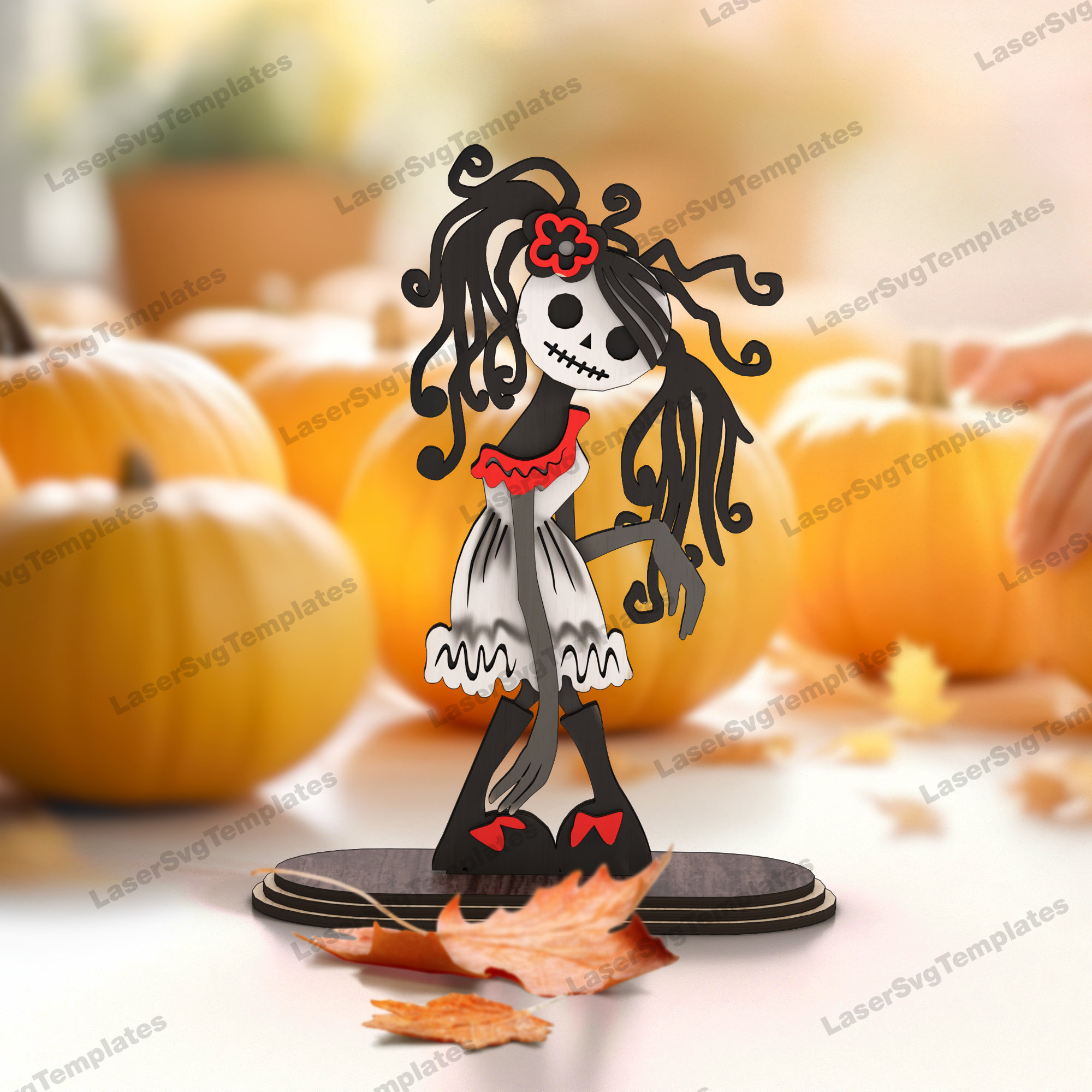 Laser cut Halloween girl table decor svg file Glowforge Halloween table decor bundle dxf Witch laser vector template