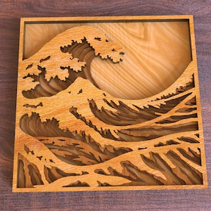 Multilayer Mandala Meer Wandkunst Laser geschnitten Glowforge 3D Multi Layer Holz Wandkunst Panel dxf Schnitt Plan Vorlage Digital download