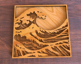 Multilayer mandala sea wall art laser cut svg file Glowforge 3D multi layer wooden wall art panel dxf cut plan template Digital download