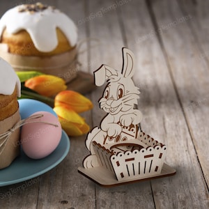 Fichier svg de porte-oeufs lapin de Pâques découpé au laser Glowforge porte-oeufs stand bundle svg cricut porte-oeufs de Pâques modèle vectoriel dxf cnc image 9