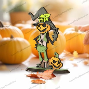 Laser geschnitten Halloween Kürbis Jack Tischdekoration Glowforge Halloween Tischdekoration Bundle Dxf Hexe Laser Vektor Vorlage