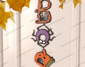 Multilayer boo halloween wall decor laser svg file Glowforge multi layer wooden boo wall art dxf Halloween vector cnc pattern