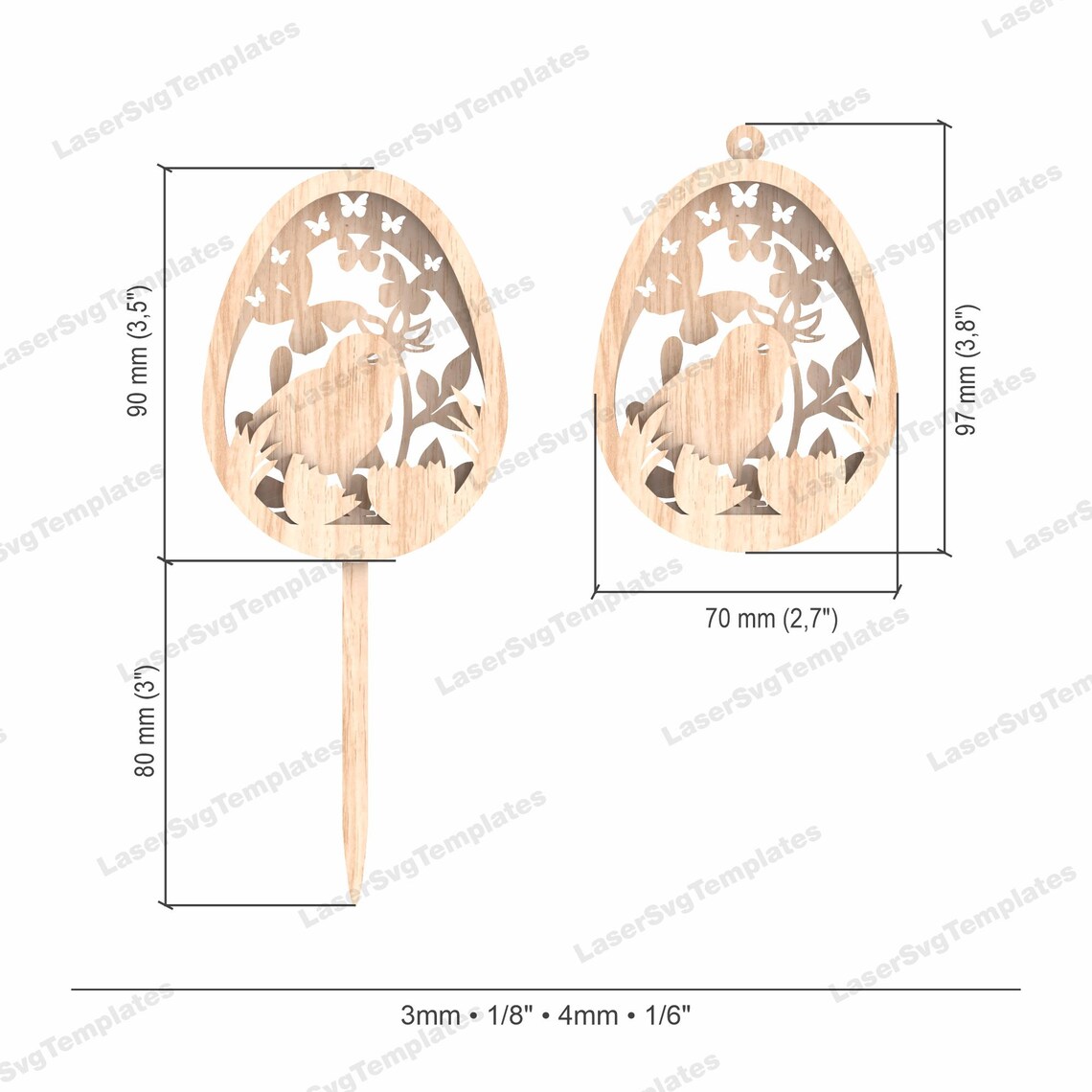 Laser Cut Easter Bunny Egg Ornaments Svg File Glowforge Multilayer ...