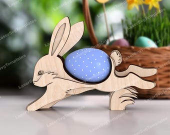 Laufendes Kaninchen-Eierhalter Laser Cut SVG Ostern Dekor