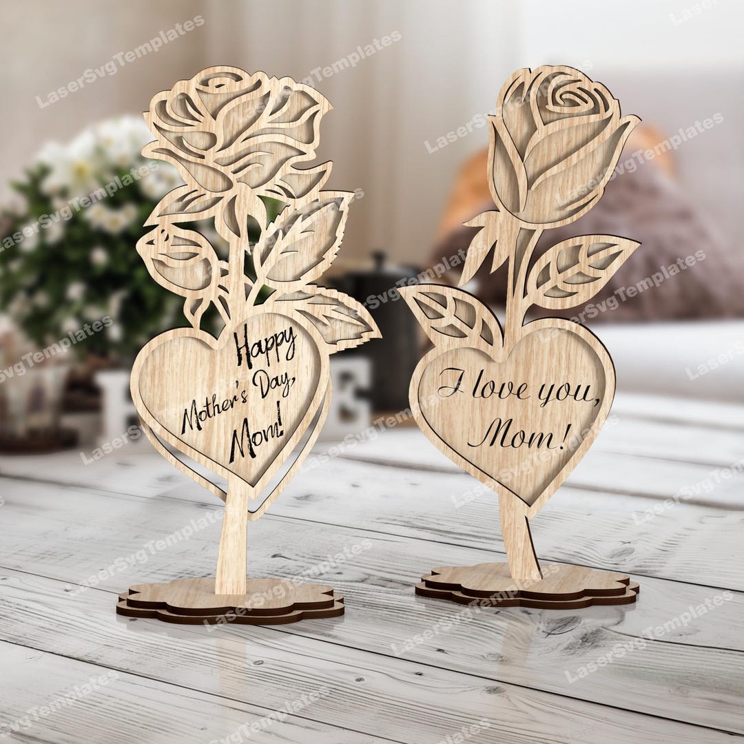 Wooden Rose Stand Flowers Laser Cut Svg File Glowforge Mothers Day ...