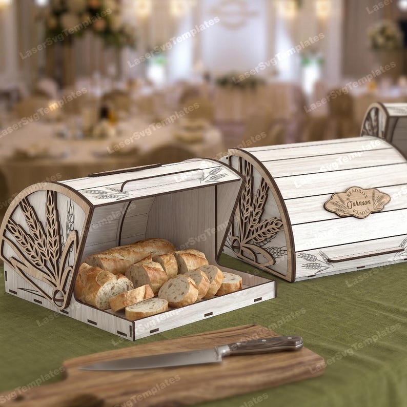 Wooden Bread Box SVG Laser Cut Roll Top Kitchen Bread Bin - Etsy