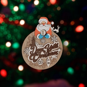 Days Until Christmas Countdown Calendar laser cut svg file Glowforge Christmas Calendar Svg Santa Days To Christmas Calendar Dxf Template