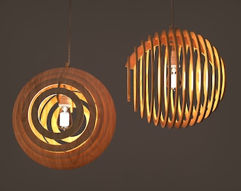 Laser cut round decorative lampshade svg template Glowforge wood pendant lamp dxf cnc pattern vector lamp chandelier Cricut svg laser cut