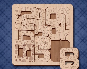 Numbers Puzzle SVG Laser Cut Montessori Kids Counting Game
