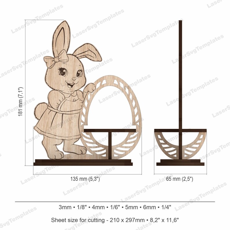 Laser Cut Bunny Easter Egg Holder Svg Cutting File Glowforge Egg Holder ...
