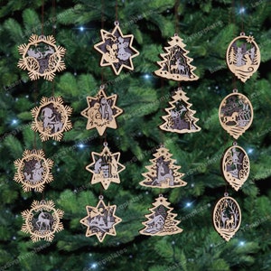 Multilayer Christbaumkugeln Ornamente 16 Bündel Laserschnitt svg Datei Glowforge Christbaumkugel Baumschmuck dxf Weihnachtsschmuck svg