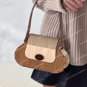 Pochette en bois sac à main découpé au laser fichier svg Glowforge sac à main svg cricut pochette cnc modèle vectoriel sac à main sac à main dxf téléchargement numérique