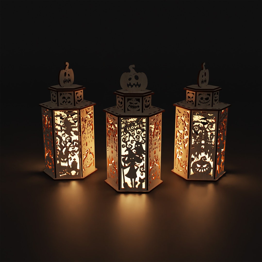 Lantern lamps set- laser cut file, Glowforge pattern