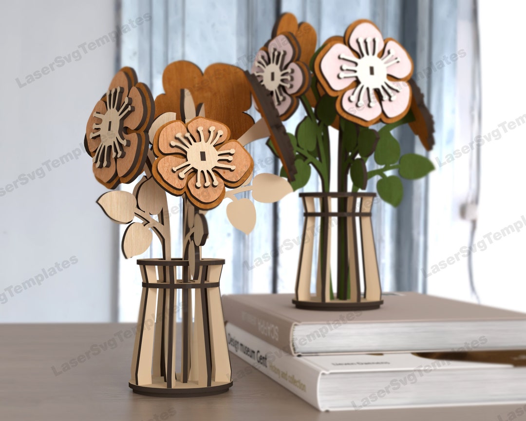 3D Bluebells Flower Vase SVG Laser Cut Floral Plant Stand Tabletop