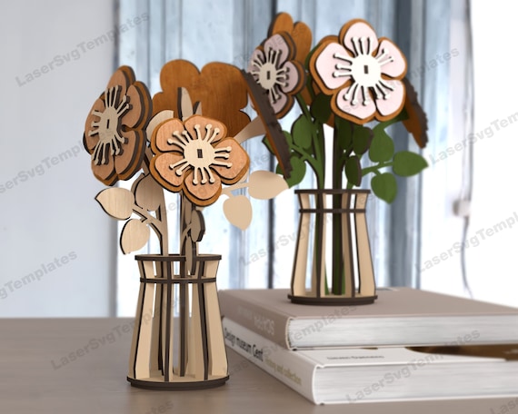 3D Bluebells Flower Vase SVG Laser Cut Floral Plant Stand Tabletop