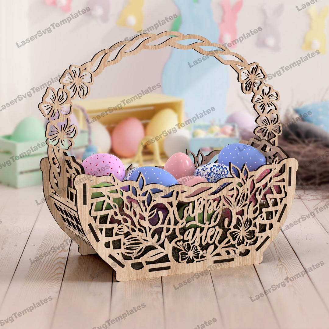 Easter Egg Holder Basket Laser Cut Svg File Glowforge Decorative Easter ...