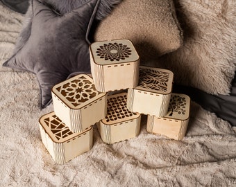 6 Decorative Box SVG Laser Cut Wedding Jewelry Gift Trinket Keepsake Lid