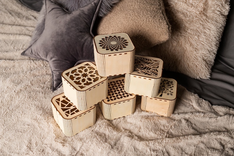 Laser Cut Wooden Gift Box Bundle Svg File Glowforge Decorative Wedding ...