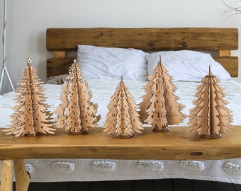 5 Standing Christmas Tree SVG Laser Cut 3D Tabletop Winter Decor