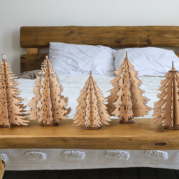 5 Stehende Weihnachtsbaum SVG Laser Cut 3D Tabletop Winter Dekor