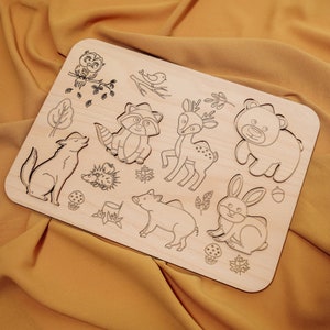 Taglio laser educativo bambini animali puzzle modello svg Glowforge bambini puzzle montessori dxf piano di taglio cnc modello vettoriale Download istantaneo