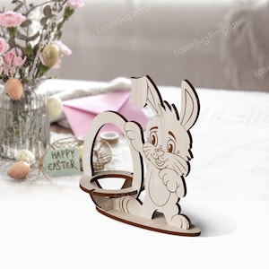 Laser cut Easter bunny egg holder svg file Glowforge egg holder stand bundle svg cricut Easter egg holder dxf cnc vector template zdjęcie 4