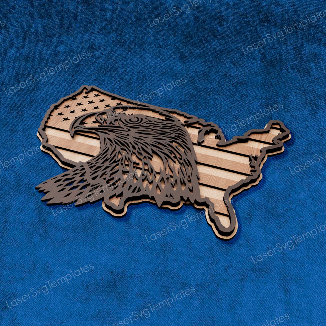 Multilayer United States Map With Eagle Wall Panel Laser Cut Svg File ...
