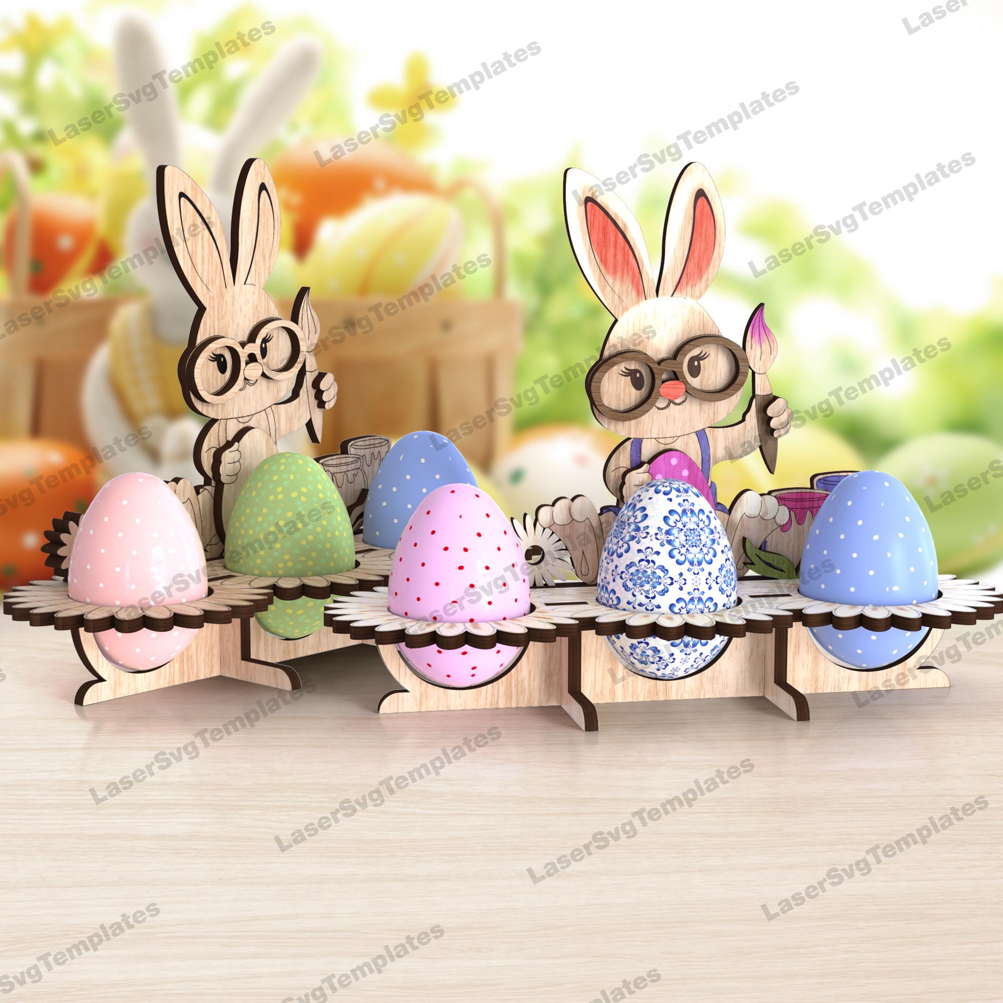 Easter Bunny Egg Holder Laser Cut Svg File Glowforge Multi Egg Holder ...