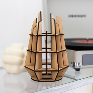 木製キャンドルホルダー レーザーカット svg ファイル Glowforge 木製モダンキャンドルスティック svg ベクターファイル DXF テーブルランプ ベクタープラン レーザー CNC パターン