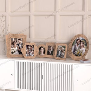 Cadre décoratif incurvé en bois lot de 5 fichiers svg découpés au laser Glowforge cadre photo dxf cnc vecteur modèle svg cricut téléchargement numérique