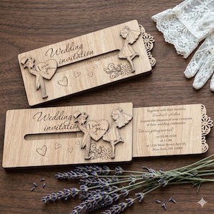 6 Wedding Invitation SVG Laser Cut Wooden Couple Card image 11
