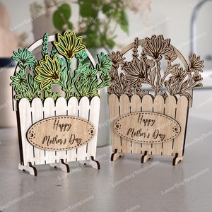 Standing flower pot laser cut svg file Glowforge flower bouquet mothers day dxf Mothers Day laser cut Flowers for mom laser cut