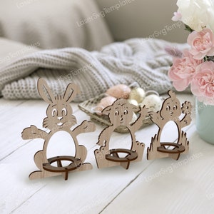 Osterhase Ei Halter Laser geschnitten svg Datei Glowforge Eierhalter Stand Bundle svg Cricut Osterei Halter dxf cnc vektor vorlage