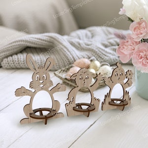 Easter bunny egg holder laser cut svg file Glowforge egg holder stand bundle svg cricut Easter egg holder dxf cnc vector template