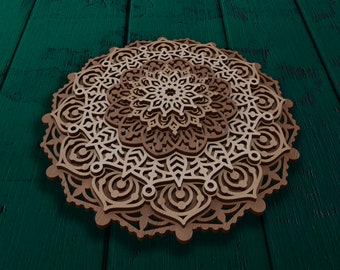 Round Geometric Mandala SVG Laser Cut Multilayer Wall Art Decor