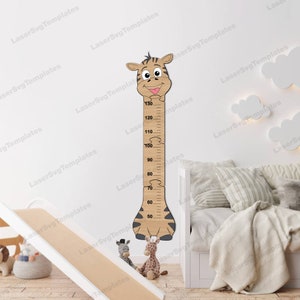 Zebra niños regla crecimiento gráfico corte láser archivo svg Glowforge gráfico de crecimiento cebra animal niños pared arte dxf cnc vector plantilla svg cricut