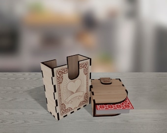 Playing Card Holder SVG Laser Cut Wooden Deck Box Storage Case