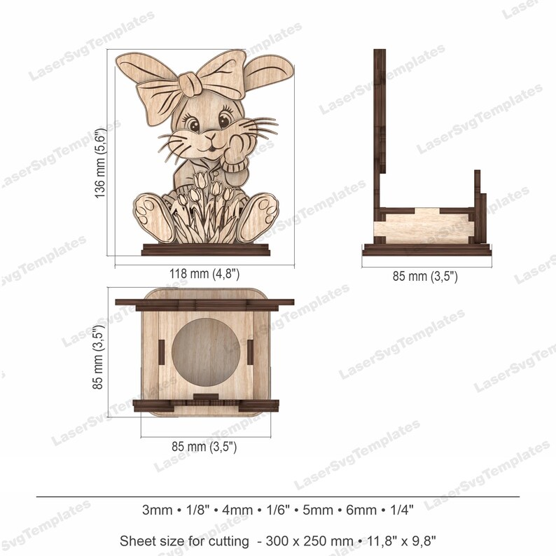 Laser Cut Easter Bunny Egg Holder Svg Cutting File Glowforge Easter Egg ...