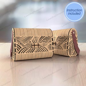 Decorative wooden clutch handbag laser cut svg file Glowforge handbag svg cricut Clutch cnc vector template Handbag purse dxf pattern
