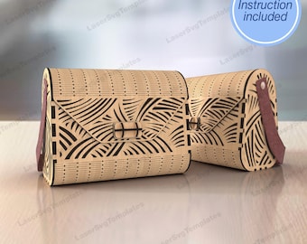 Wooden Clutch Bag Laser Cut SVG Living Hinge Geometric Evening Purse