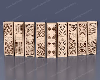 Wooden wine bottle gift box bundle laser cut svg file Glowforge bottle gift box holder svg cricut Gift box pattern dxf cnc vector template