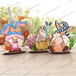 Ostern stehende Zwerge Dekoration Laser cut svg Datei Glowforge Osterzwerg Tischdekoration Bundle dxf Laser Vektor Hase Laserschnitt Vorlage