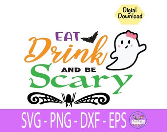 Mein erstes Halloween Baby Mädchen Ghost Boo, Eat Drink Be Scary Halloween Shirt, Cricut Silhouette kommerzielle Nutzung SVG PNG DXF Digital Cut Files